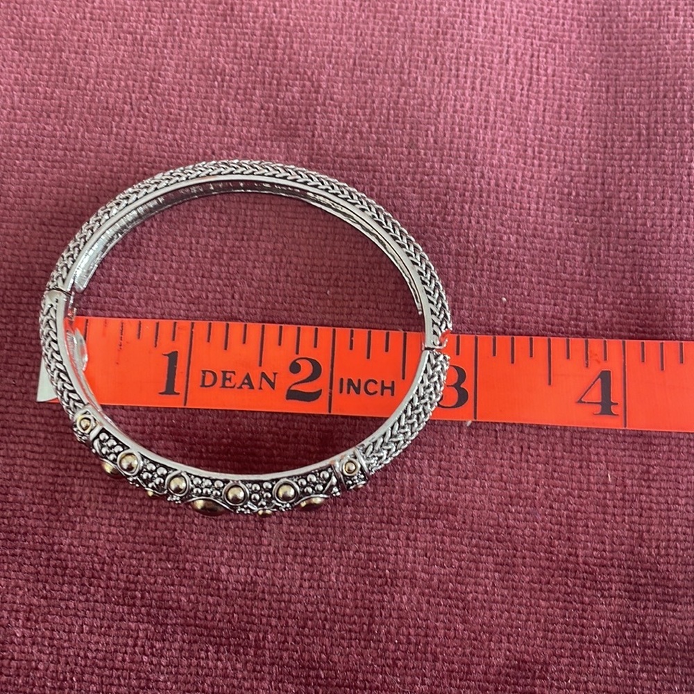 Silver Bangle Bracelet Rope Pattern - image 2